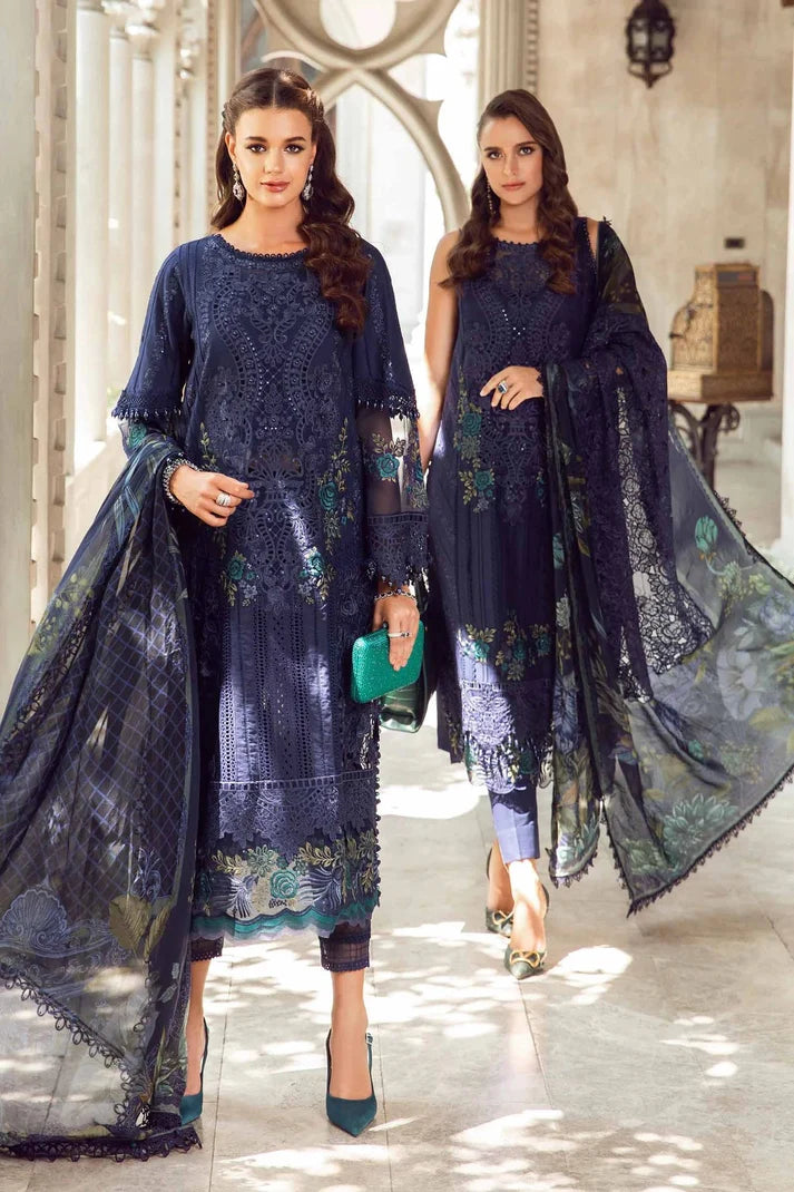 Maria.B Embroidered Chikankari Luxury Lawn Collection- Navy Blue