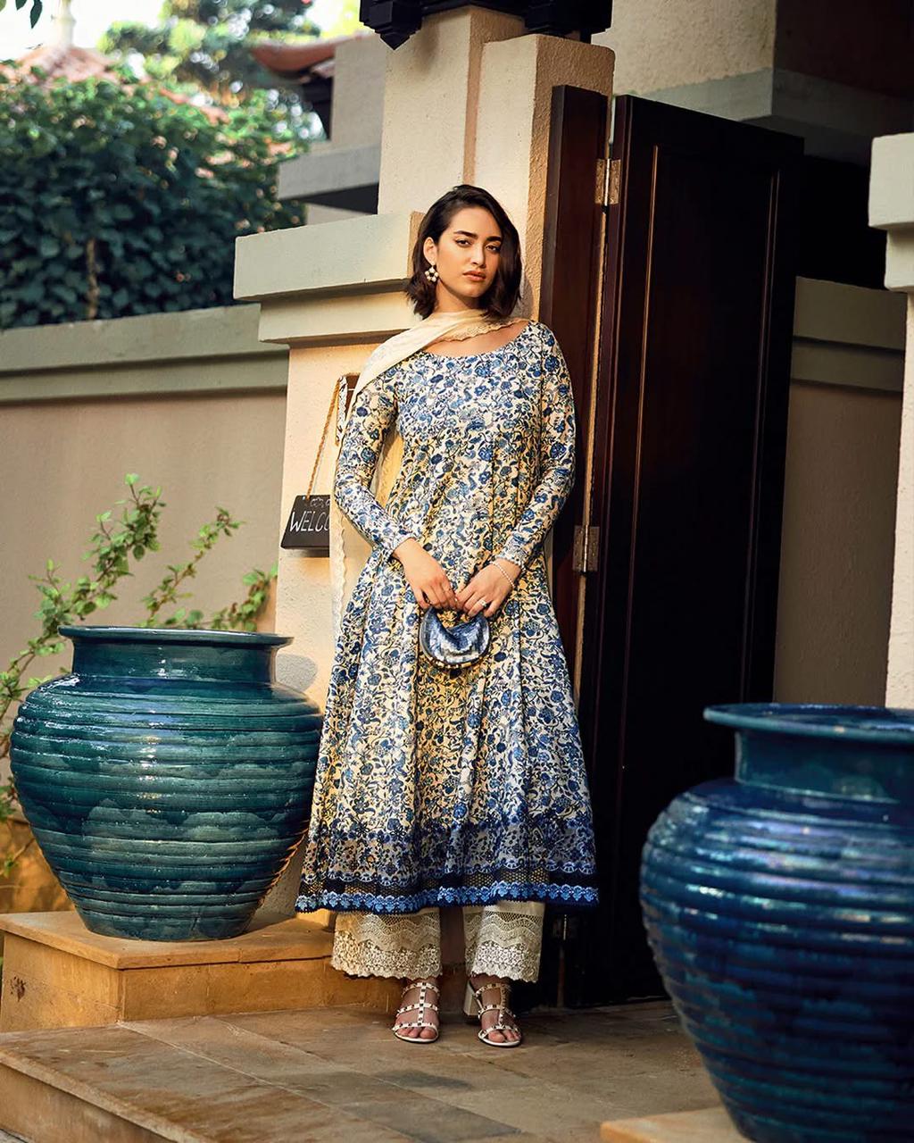 Faiza Saqlain | White & Blue - Lawn Collection