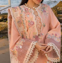 Crimson Flow Luxury Embroidered Chikankari Lawn Collection- Peach Pink