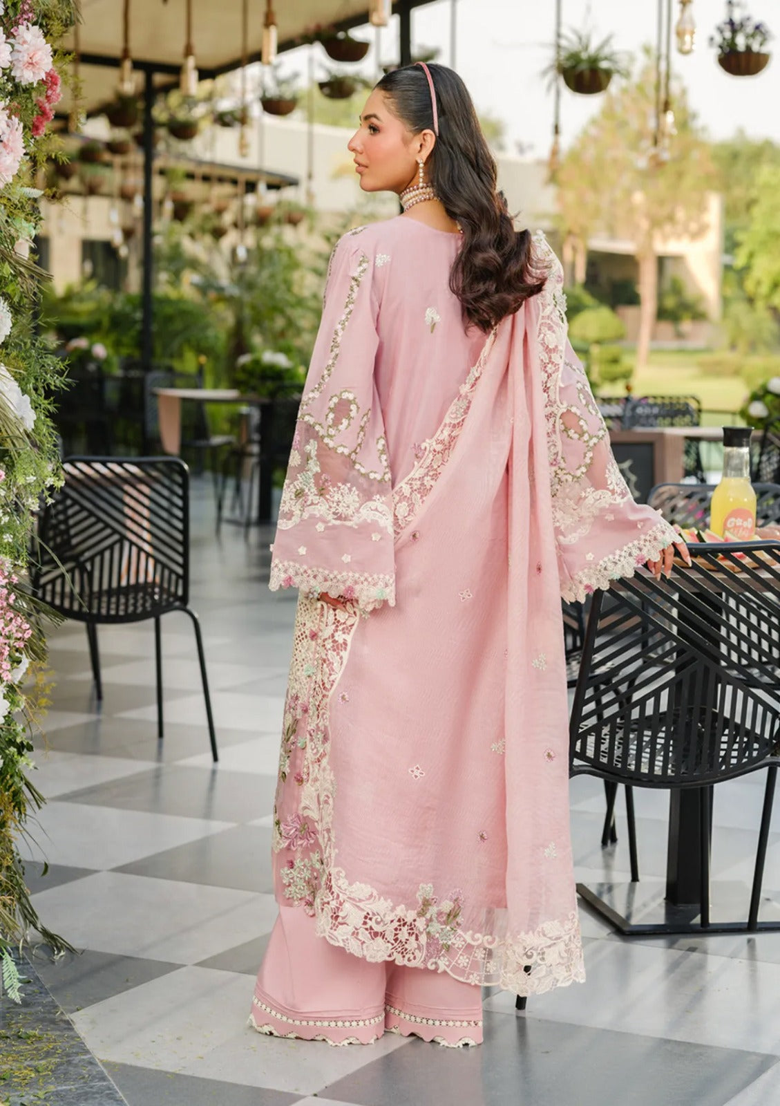 Elaf Embroidered Chikankari Luxury Lawn Collection- Teapink