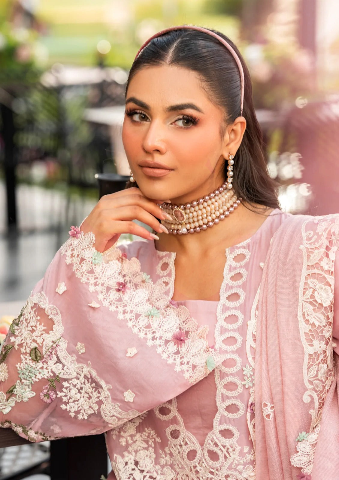 Elaf Embroidered Chikankari Luxury Lawn Collection- Teapink