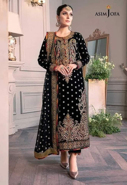 ASIM JOFA  Velvet Festive Wedding Collection Black