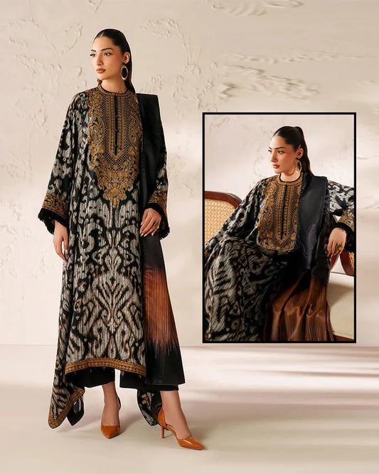 Baroque Summer Collection Pure Lawn With Lawn Duppata - Rust & Black