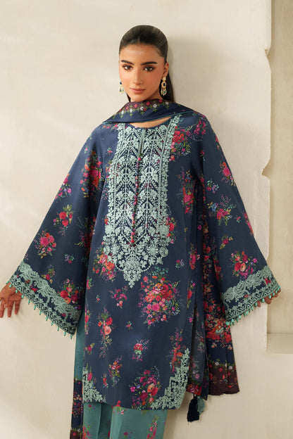 Baroque Summer Collection Pure Lawn With Lawn Duppata - Midnight Blue & Seagreen