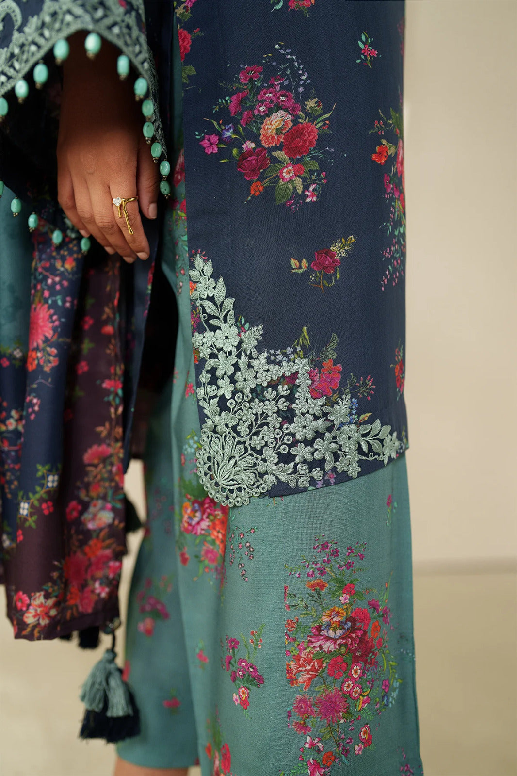 Baroque Summer Collection Pure Lawn With Lawn Duppata - Midnight Blue & Seagreen