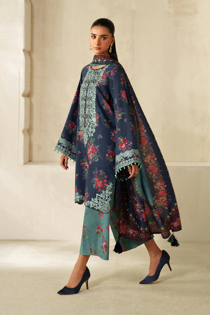 Baroque Summer Collection Pure Lawn With Lawn Duppata - Midnight Blue & Seagreen