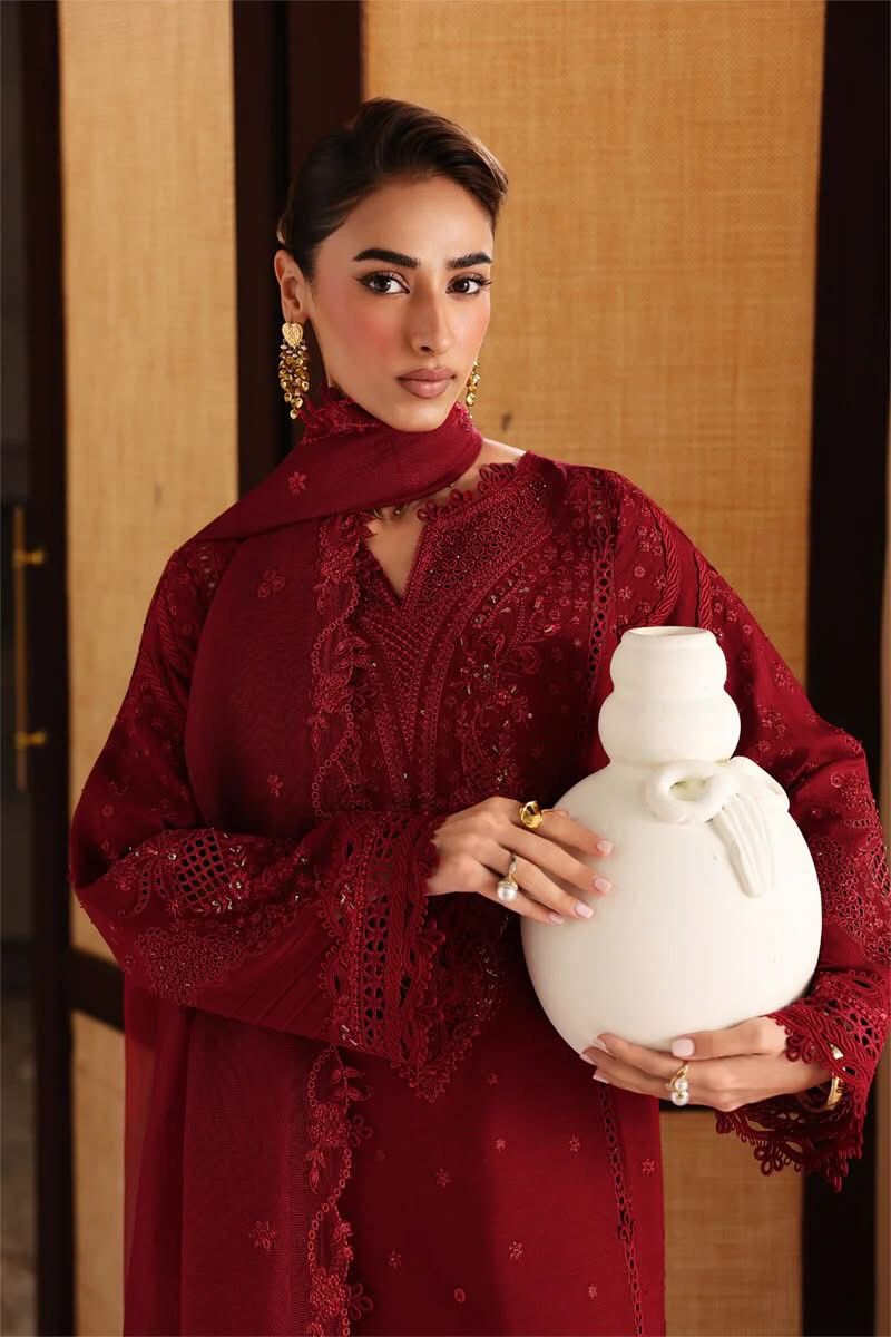 Qalamkar Red Luxury Lawn Collection