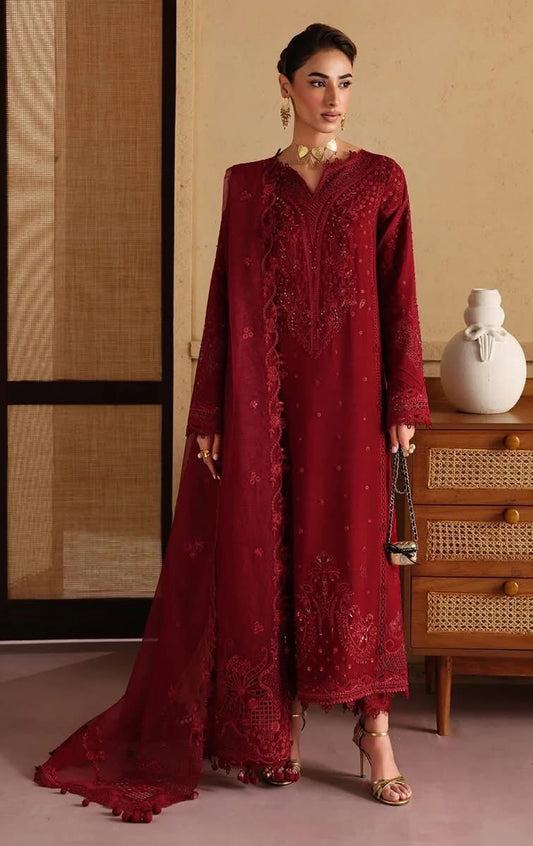 Qalamkar Red Luxury Lawn Collection