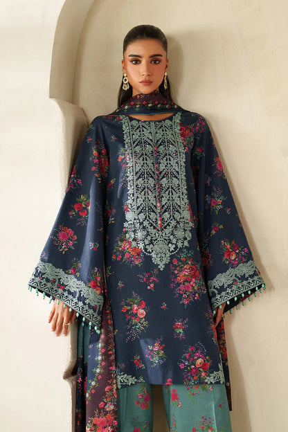 Baroque Summer Collection Pure Lawn With Lawn Duppata - Midnight Blue & Seagreen