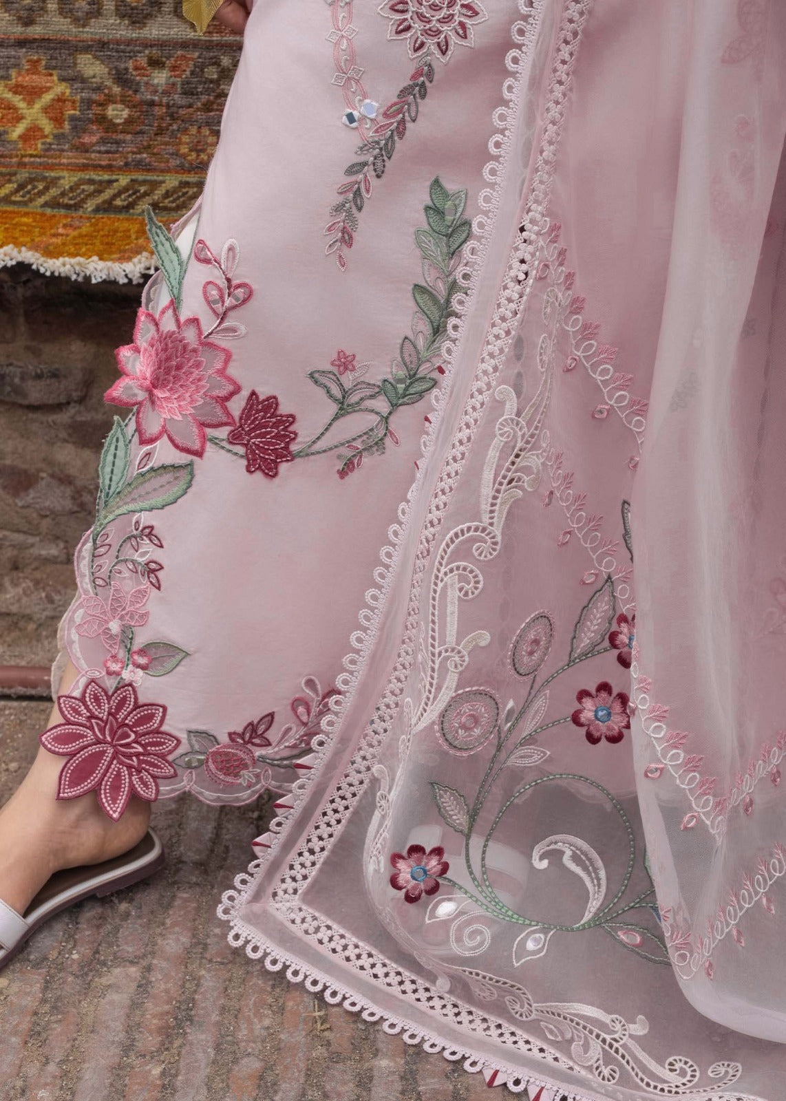 Crimson Luxury Chikankari Lawn Collection - MIRROR GARDEN - Pink