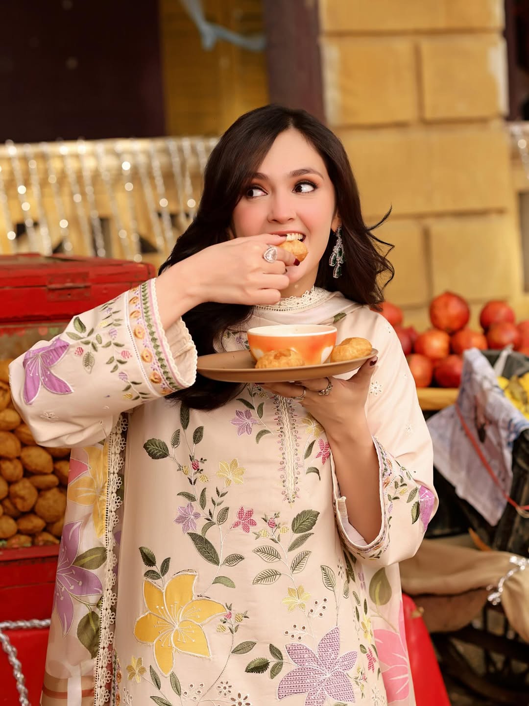 Aneela's Premium Luxury Lawn Collection- Beige Applique Work