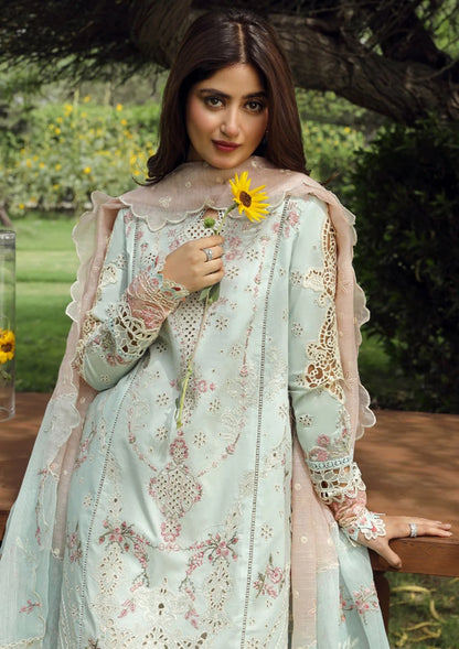 Qalamkar Luxury Embroidered Chikankari Lawn Collection - Light Seagreen