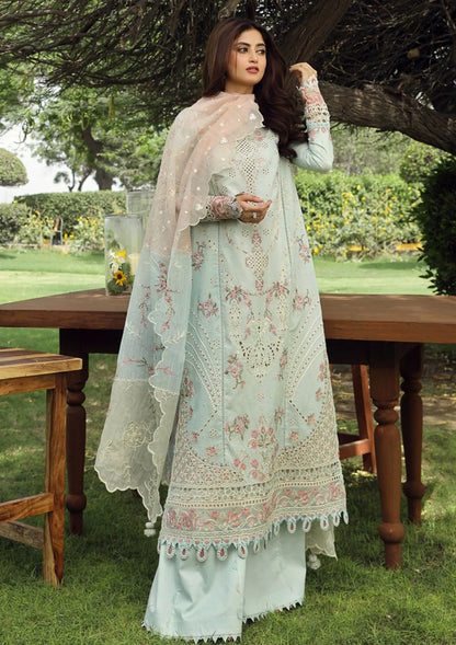 Qalamkar Luxury Embroidered Chikankari Lawn Collection - Light Seagreen