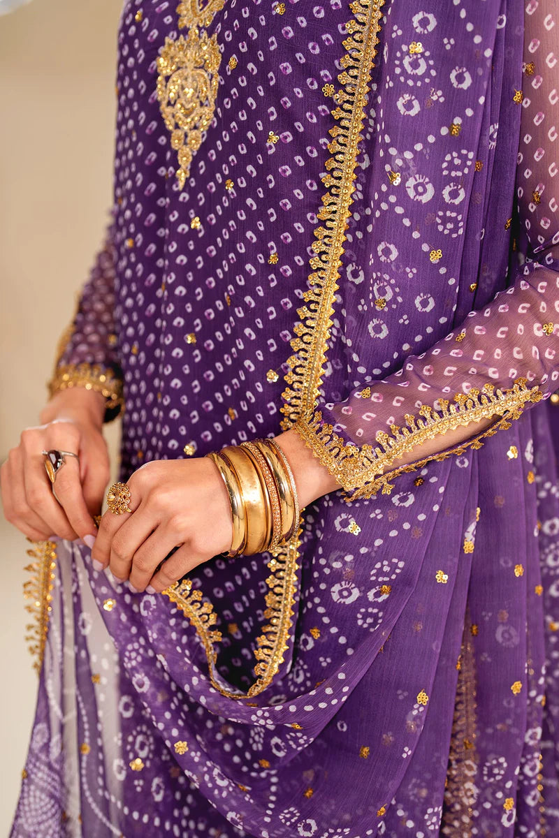 Baroque Luxury Formal Wedding Chiffon Collection - Purple Chunri