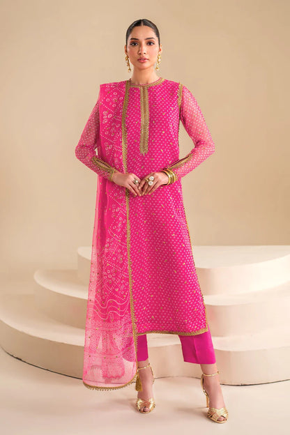Baroque Luxury Formal Wedding Chiffon Collection - PINK Chunri