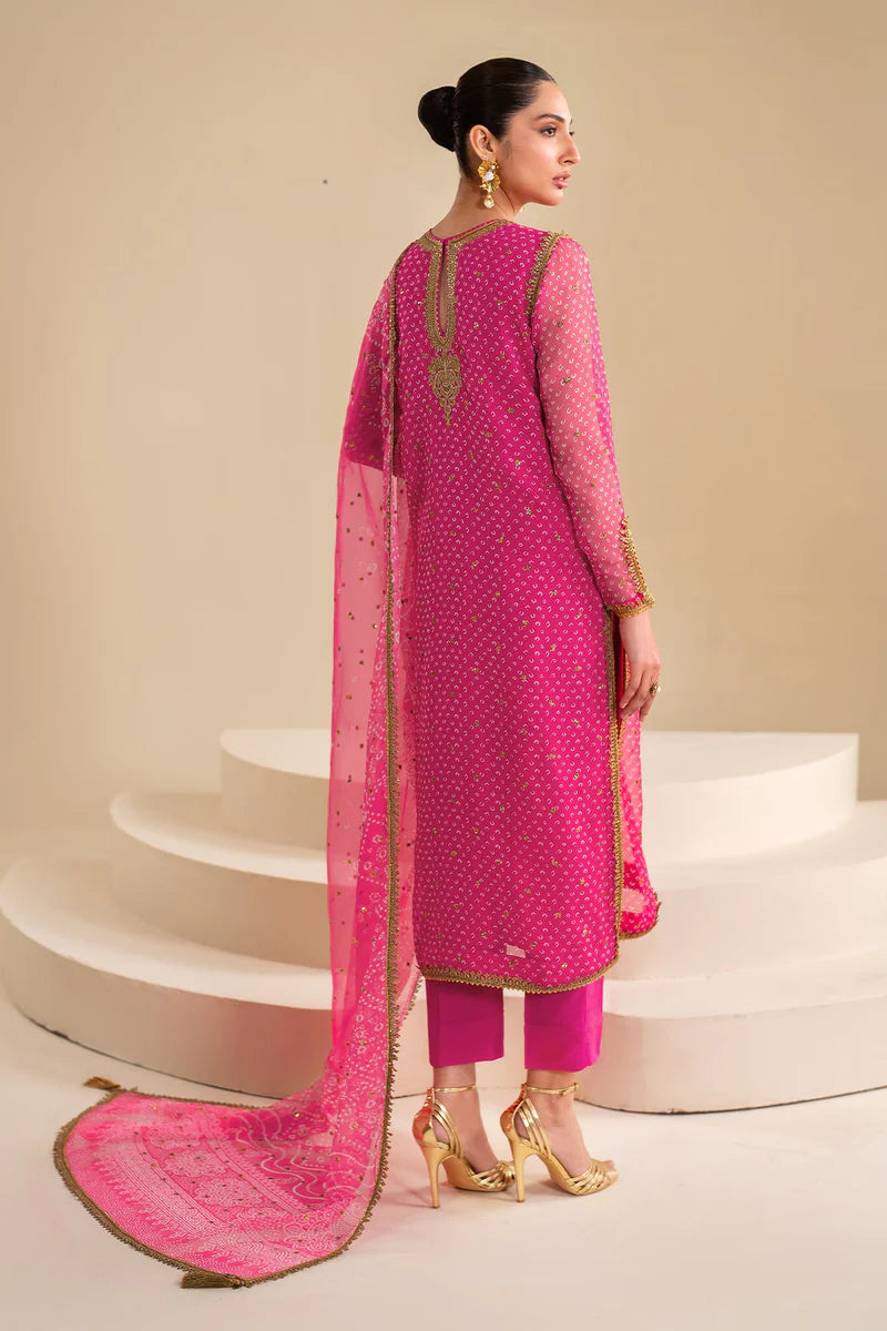 Baroque Luxury Formal Wedding Chiffon Collection - PINK Chunri