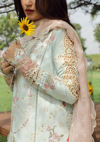 Qalamkar Luxury Embroidered Chikankari Lawn Collection - Light Seagreen