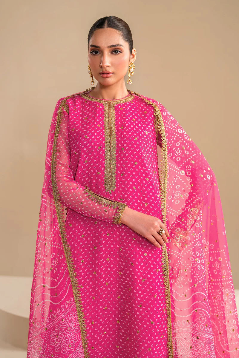 Baroque Luxury Formal Wedding Chiffon Collection - PINK Chunri