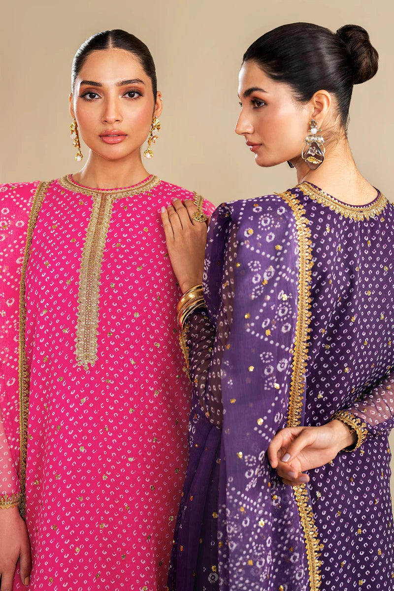Baroque Luxury Formal Wedding Chiffon Collection - PINK Chunri
