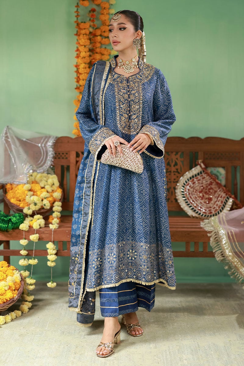 Ansab Jehangir Studio Swiss Lawn Collection - Zohra Teal Blue Chunri