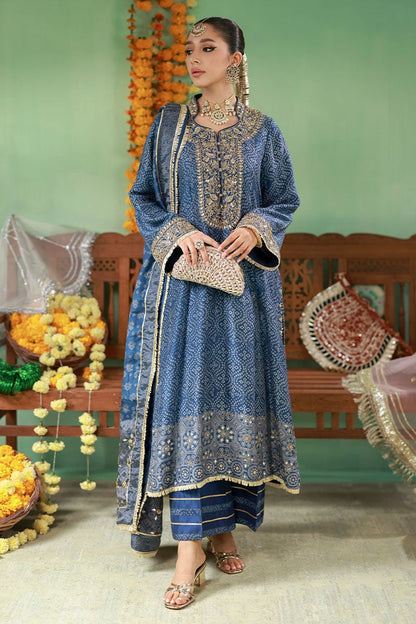 Ansab Jehangir Studio Swiss Lawn Collection - Zohra Teal Blue Chunri
