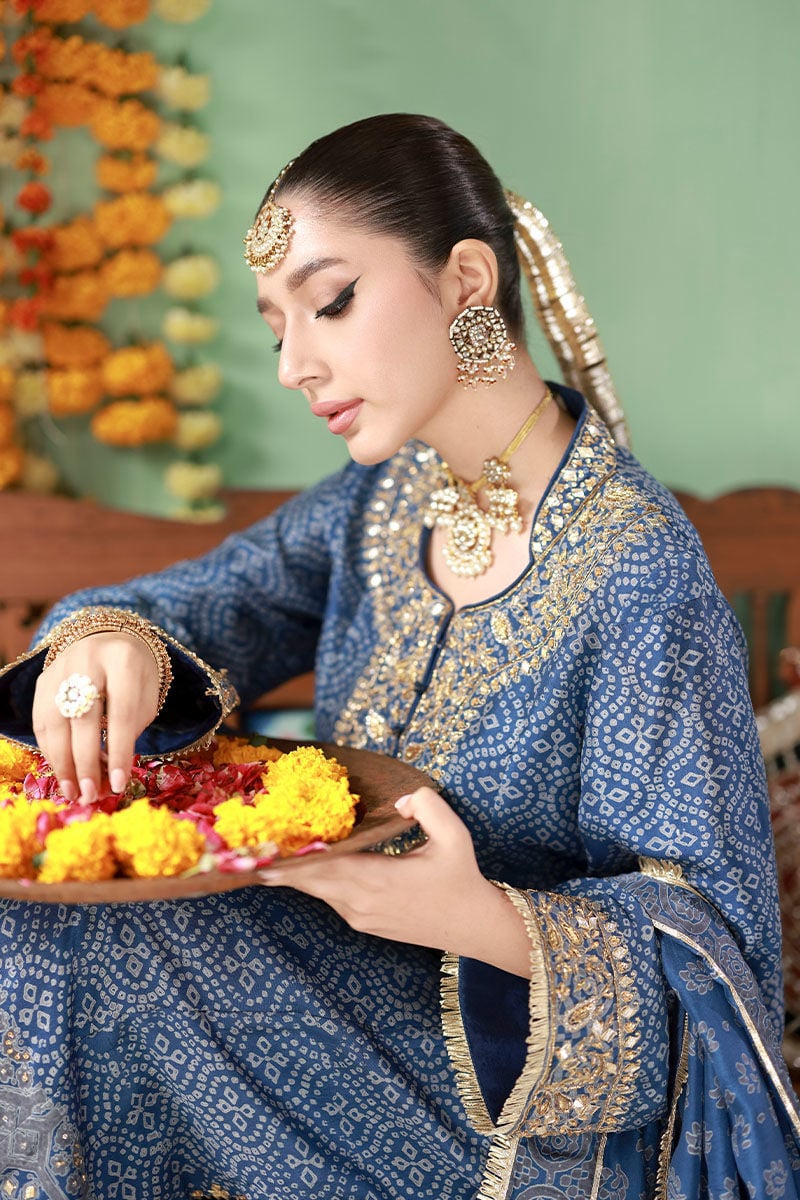 Ansab Jehangir Studio Swiss Lawn Collection - Zohra Teal Blue Chunri