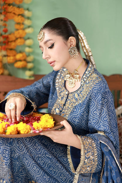 Ansab Jehangir Studio Swiss Lawn Collection - Zohra Teal Blue Chunri