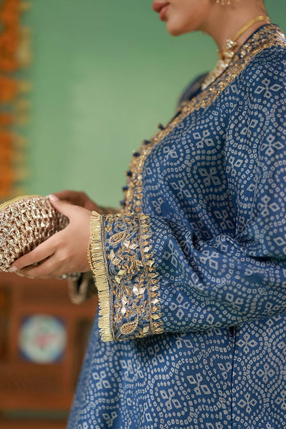 Ansab Jehangir Studio Swiss Lawn Collection - Zohra Teal Blue Chunri