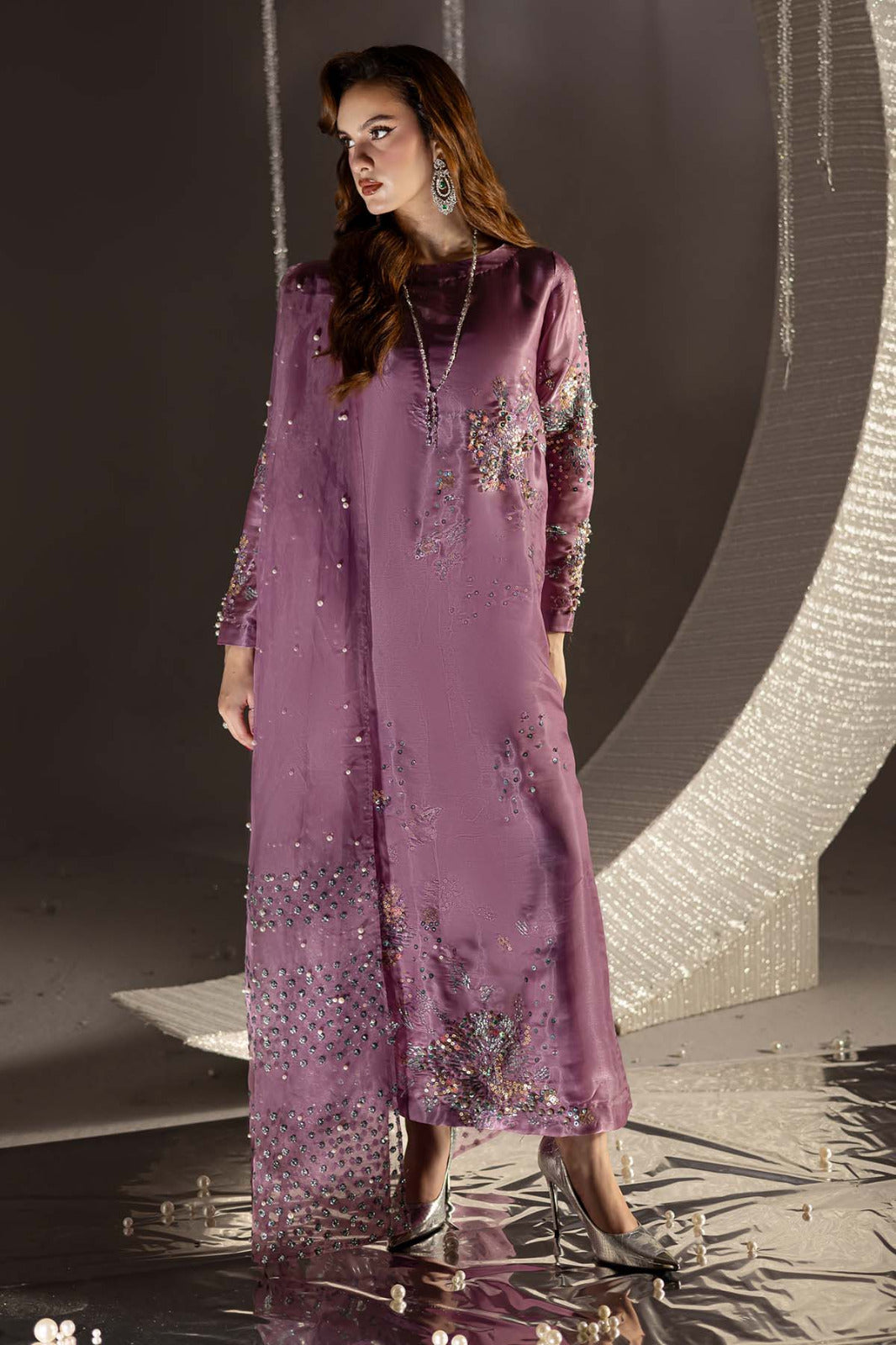 Nureh Luxury Tiny Twinkles Lawn Collection - ONION PINK