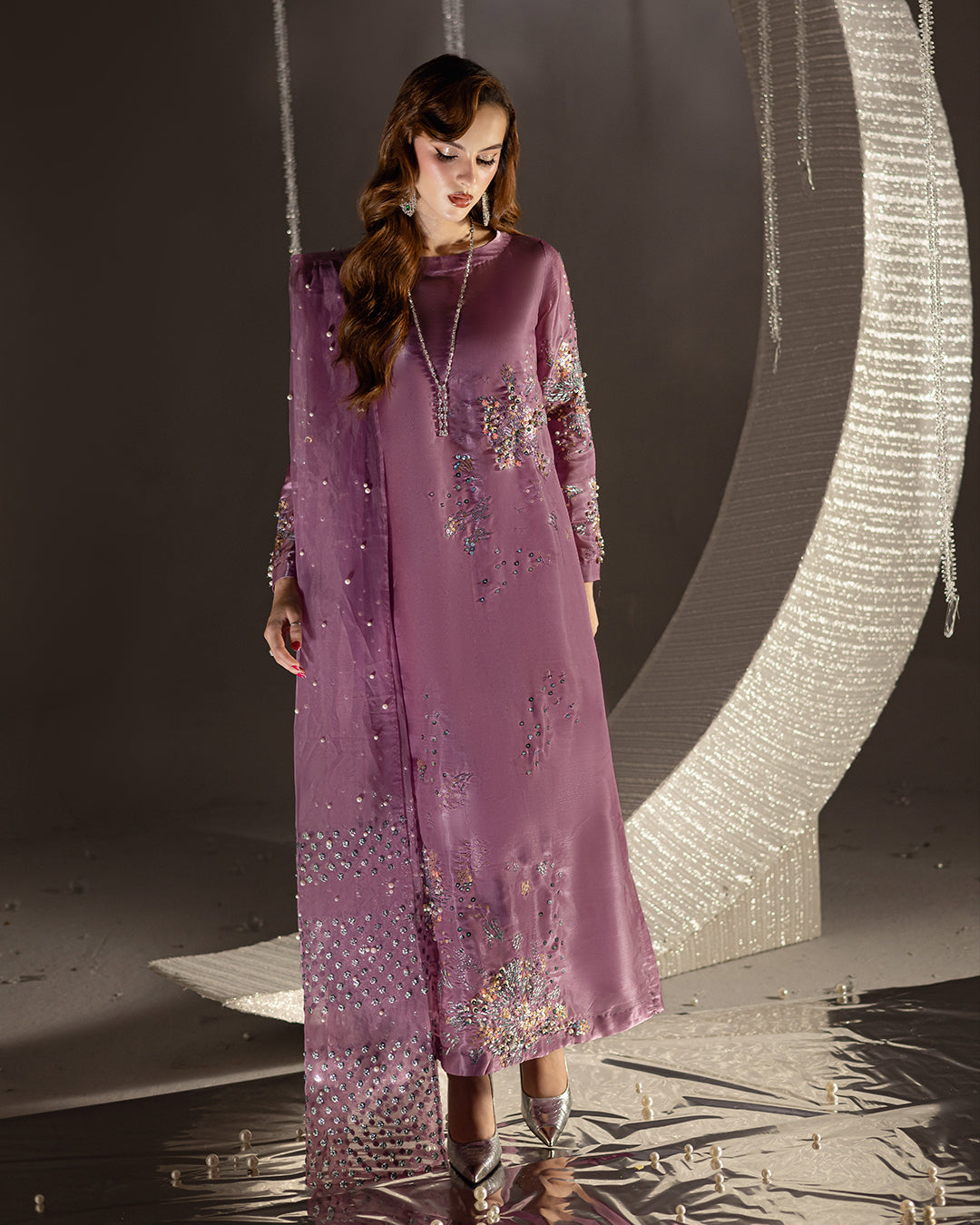 Nureh Luxury Tiny Twinkles Lawn Collection - ONION PINK