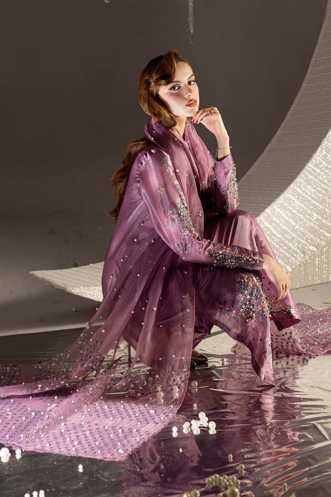 Nureh Luxury Tiny Twinkles Lawn Collection - ONION PINK