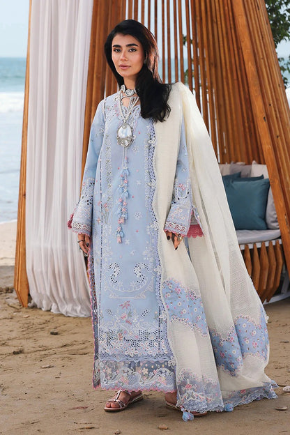 Qalamkar Sahil Luxury Lawn Chikankari Collection - SA08 ZAYNA - SKY BLUE