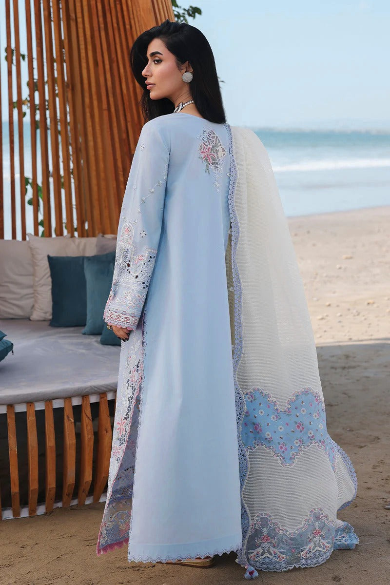 Qalamkar Sahil Luxury Lawn Chikankari Collection - SA08 ZAYNA - SKY BLUE