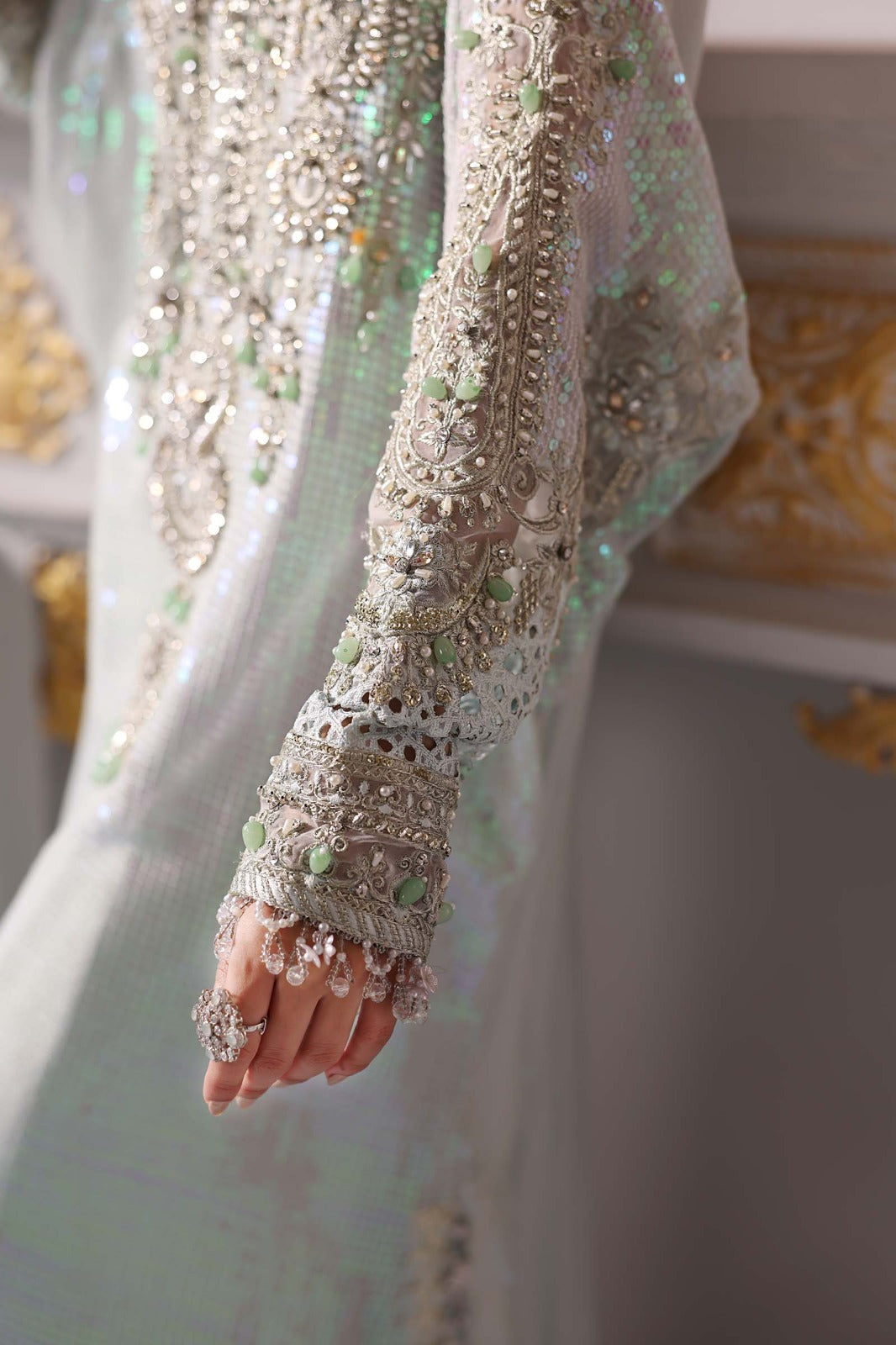 Maria.B Mbroidered Luxury Formals Wedding Chiffon Collection - ICE GREEN