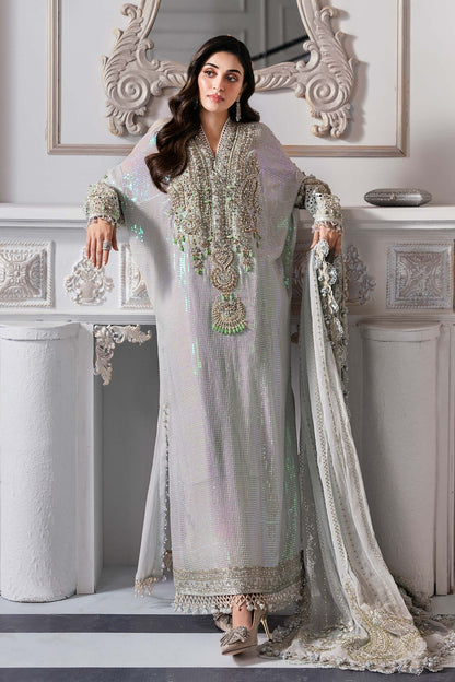 Maria.B Mbroidered Luxury Formals Wedding Chiffon Collection - ICE GREEN