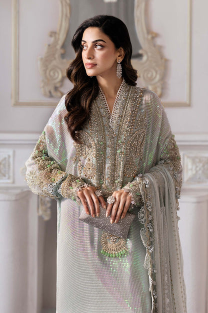 Maria.B Mbroidered Luxury Formals Wedding Chiffon Collection - ICE GREEN