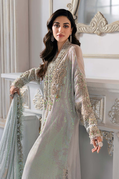 Maria.B Mbroidered Luxury Formals Wedding Chiffon Collection - ICE GREEN