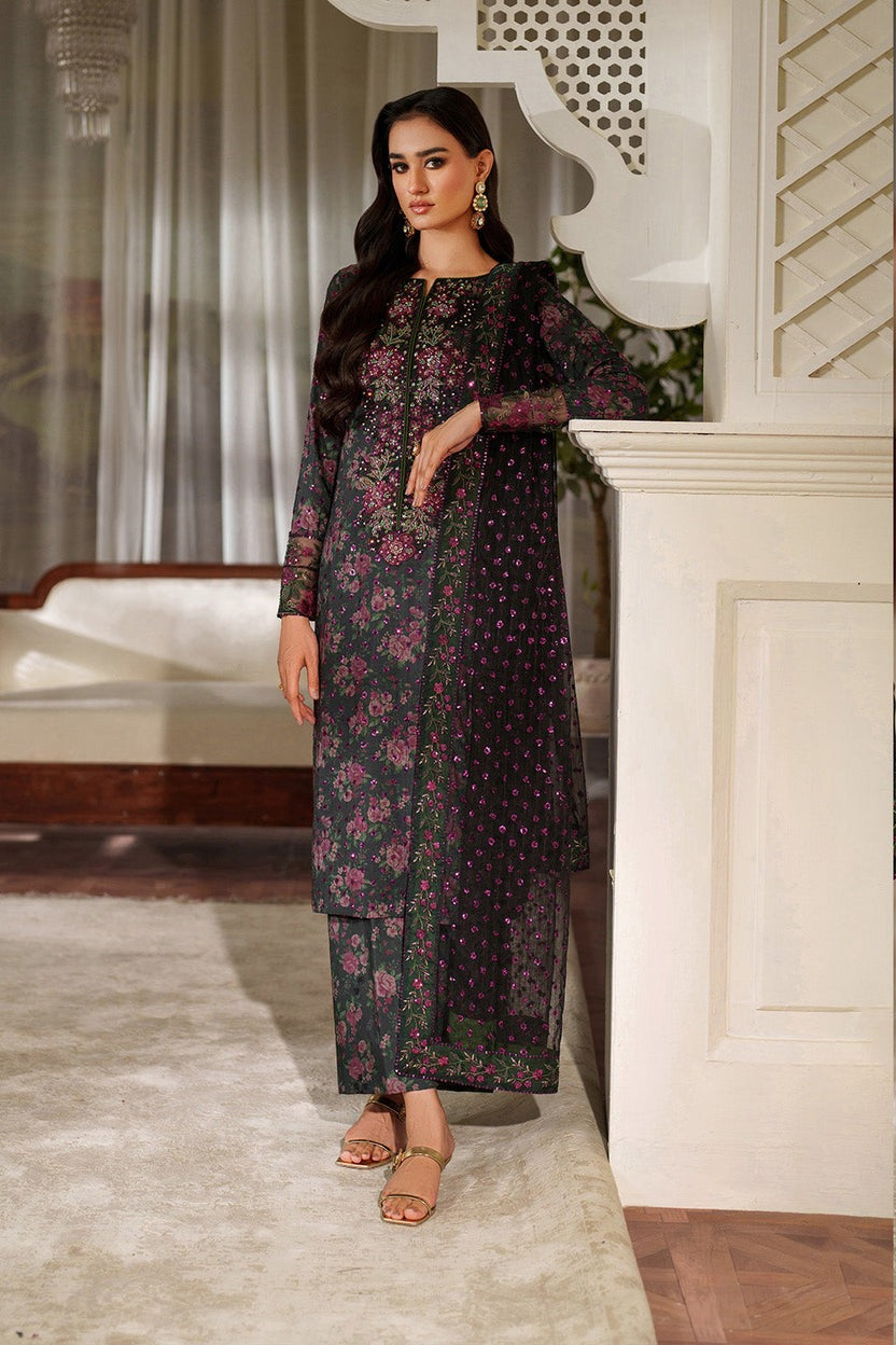 Iznik Premium Luxury Lawn Embroidered Chiffon Duppata Collection - D7 - MARGENTA