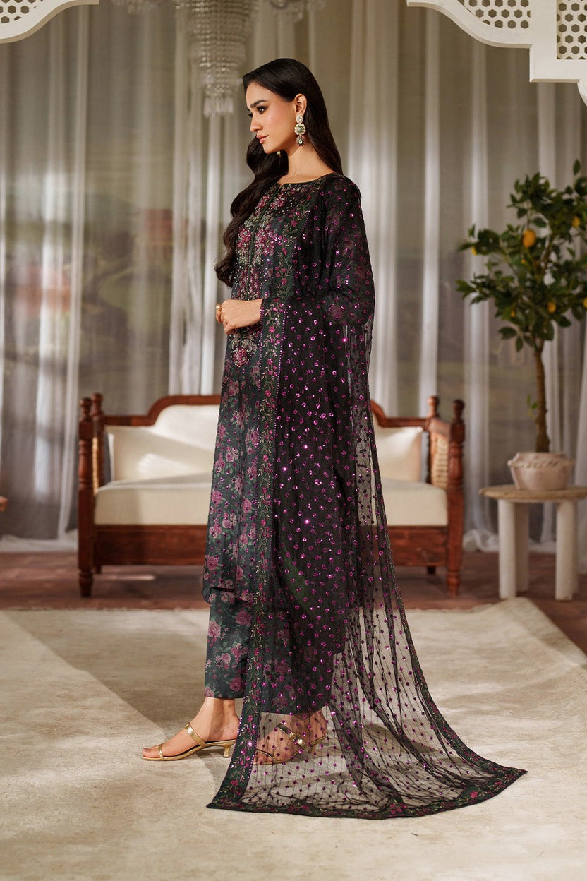 Iznik Premium Luxury Lawn Embroidered Chiffon Duppata Collection - D7 - MARGENTA