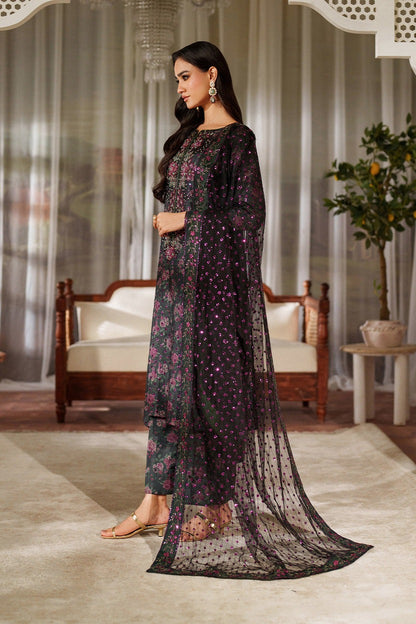 Iznik Premium Luxury Lawn Embroidered Chiffon Duppata Collection - D7 - MARGENTA
