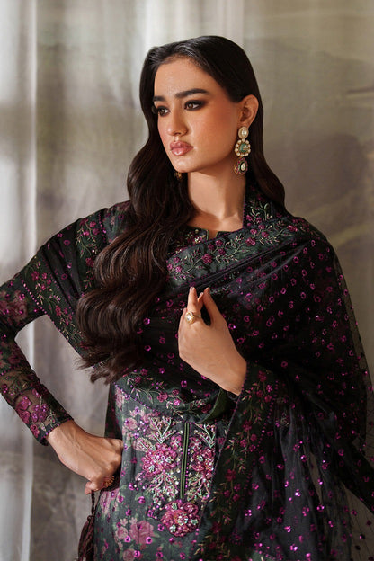 Iznik Premium Luxury Lawn Embroidered Chiffon Duppata Collection - D7 - MARGENTA