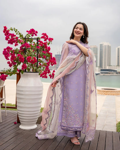 Faiza Saqlain Aya Luxury Lawn Collection - Suela - LILAC