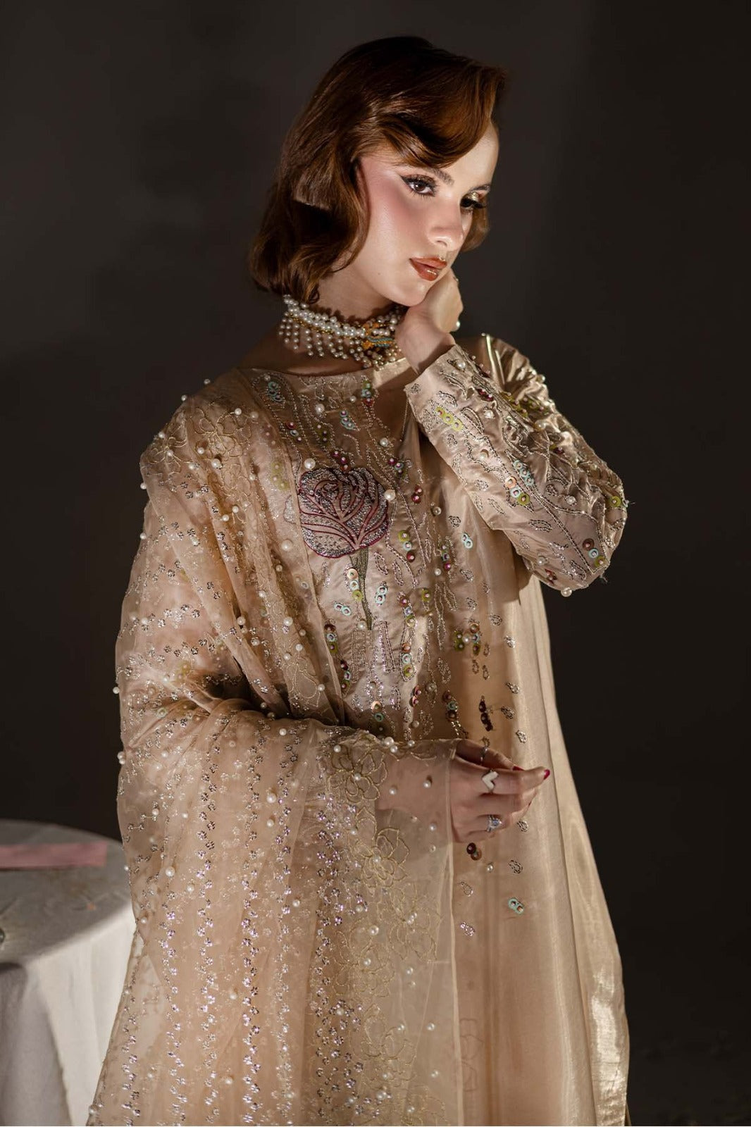 Nureh Luxury Tiny Twinkles Lawn Collection - BEIGE GOLD