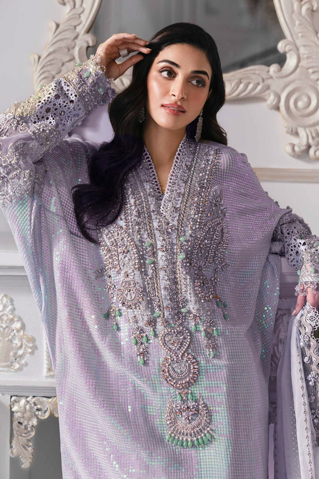 Maria.B Mbroidered Luxury Formals Wedding Chiffon Collection - LILAC