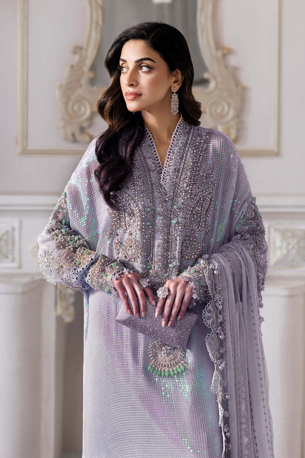 Maria.B Mbroidered Luxury Formals Wedding Chiffon Collection - LILAC