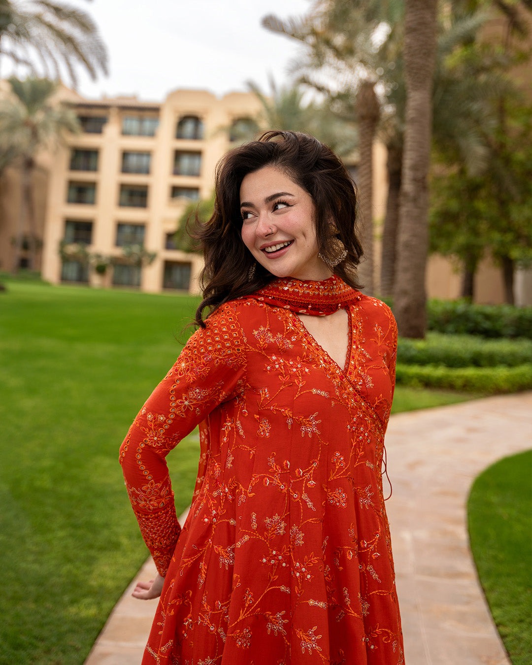Faiza Saqlain Aya Luxury Lawn Collection - Denisa - BURNT ORANGE