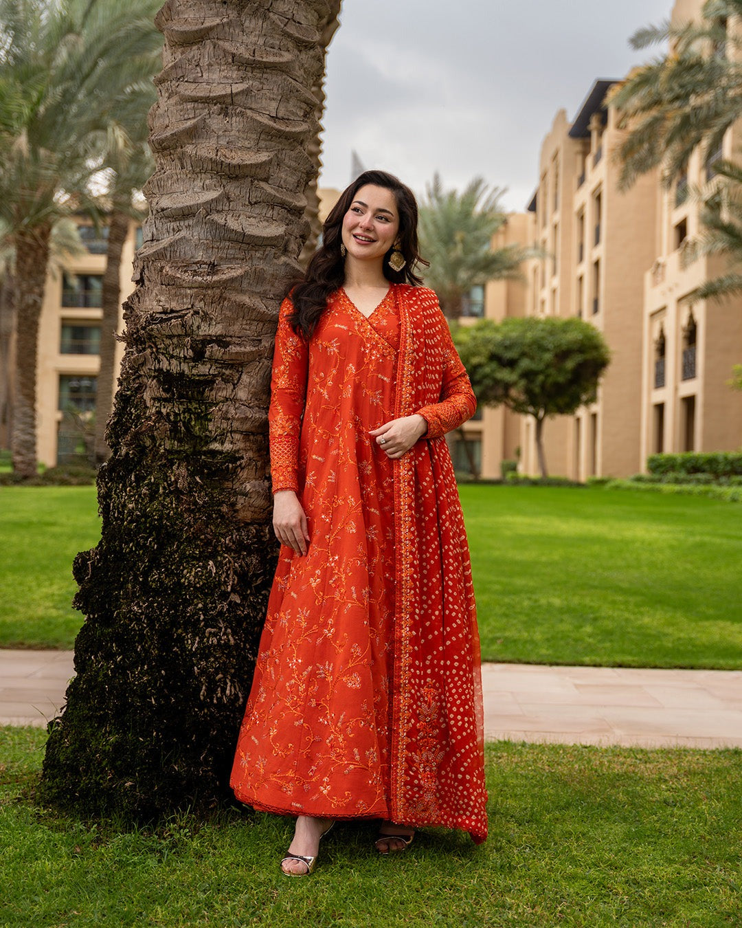 Faiza Saqlain Aya Luxury Lawn Collection - Denisa - BURNT ORANGE