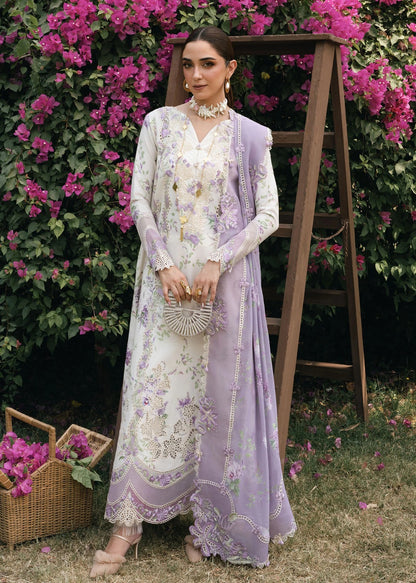 Crimson Luxury Lawn Collection With Embroidered Chiffon Duppata - LAVENDER FALL
