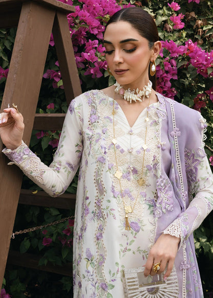 Crimson Luxury Lawn Collection With Embroidered Chiffon Duppata - LAVENDER FALL