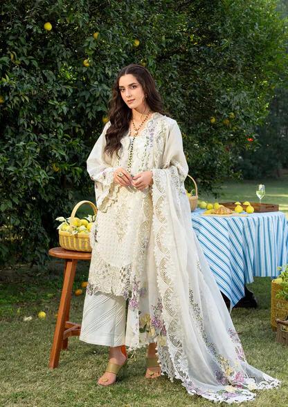 Elaf Premium Luxury Lawn Chikankari Embroidered Collection - ELY3A PERLE